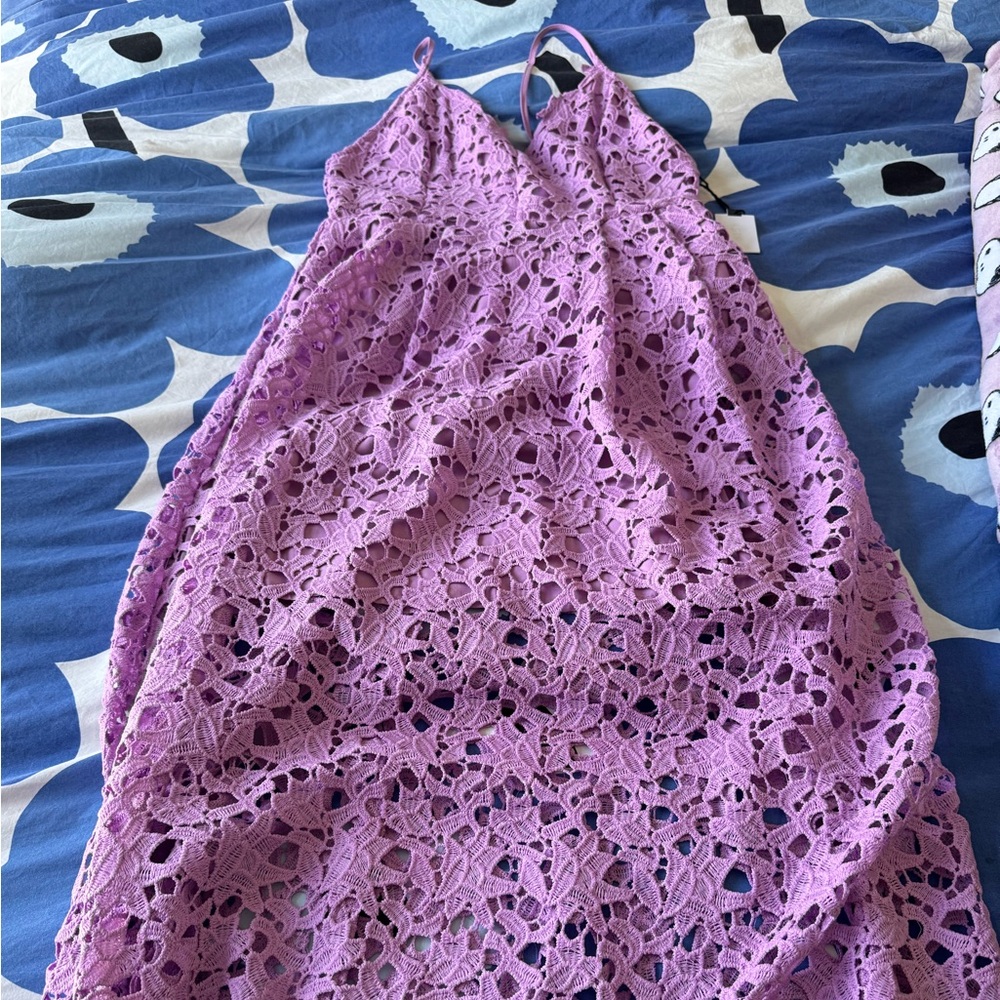 Astr Lavendar Purple Crochet Maxi Dress